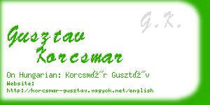 gusztav korcsmar business card